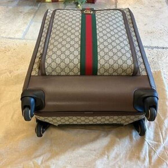 Gucci Savoy medium trolley suitcase, beige/Ebony GG Supreme canvas, Leather NWT - Picture 7 of 16